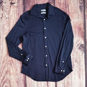 Michael Kors Mens Navy Blue Slim Fit Soft Knit Long Sleeve Shirt